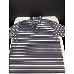 Peter Millar Summer Comfort XL Polo Shirt Purple Striped Kelly Plantation Logo